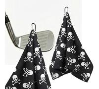 TUKRKRS Skull and Crossbones Printed Microfiber Golf Towel with Hook - 15.75x23.62 Inches For Friends - Fun and Edgy Gifts for Golfers - Quick Dry Cleaning Club Balls