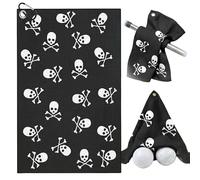 TUKRKRS Skull Crossbones Print Microfiber Golf Towel with Hook - 15.75"x23.62" for Motorcycle Riders - Quick Dry for Clubs - Tough Attitude