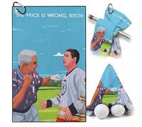 TUKRKRS The Price Is Wrong, Bitch! Print Microfiber Golf Towel with Aluminum Hook - 15.75"x23.62" for Foursome Team Gifts - Quick Dry Absorbent for Clubs Balls