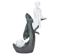 TUKRPQMRI 禅意倒流香炉摆件 Decoración de quemador de incienso 陶瓷摆件 Adorno de cerámica 莲花仕女炉香中式家居客厅玄关装饰品 Marrón /364