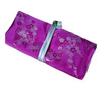 TUKRPQMRI Bolsa de almacenamiento plegable de lujo rellena de algodón, con brocado de seda china, for cosméticos, joyas, enrollable, con cordón y 3 cremalleras, 186(Red flower birds)