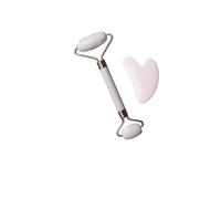 TUKRPQMRI Tablero de Gua Sha en polvo con forma de corazón de cristal, rodillo masajeador de doble cabezal, juego de belleza for masaje Gua Sha con ojos de jade, y rosa, 2 unidades
