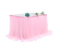Tul Table Skirt Falda de Mesa de Gasa Popular, Falda de Mesa Plisada de Gasa de Red for Fiestas de cumpleaños y postres de Halloween(Pink,280cm)