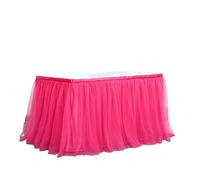 Tul Table Skirt Mantel Plisado de Malla for Mesa de postres, Falda de Mesa de Tul con tutú for Fiesta de cumpleaños(Rose Red)