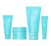 Tula Skin Care on the Go Best Sellers Travel Travel Kit | Facilser de limpieza facial Himista Scrub de azcar y suero de vitamina C para la piel radi
