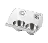 tulahkomen Cuencos para jaula de pájaros, cuenco de acero inoxidable, comedero de agua con soporte acrílico, para periquitos, cacatúas, canarios, loros, pinzas, animales pequeños