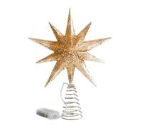 tulahkomen Estrella de encaje para árbol de Navidad con iluminación LED, decoración para puntas de árboles, estrella brillante con iluminación LED para la punta del árbol, para interior, hogar