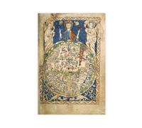 TULAOJI Póster de mapa histórico del mundo de Salterio con cartografía antigua, lienzo decorativo para pared, pinturas para sala de estar, dormitorio, decoración sin marco, estilo 3, 50 x 75 cm