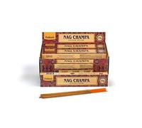 Tulasi Nag Champa, 15 palitos x 12 Paquetes, Madera de sándalo, Negro, 180 Varillas