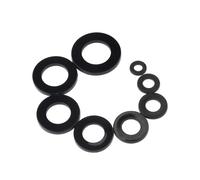 TULDYS 10-200 piezas de arandelas planas de nailon M2 M2.5 M3 M4 M5 M6 M8 M10 M12 M14 M16 M18 M20, junta plana aislante de plástico negro(M2.5x5x1 200pcs)