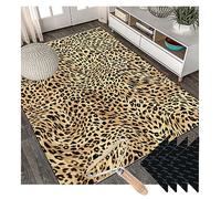 TuLdys Alfombras de piel animal con estampado de leopardo para sala de estar, decoración del hogar, 150 x 240 cm, accesorios estéticos para dormitorio, cocina, alfombra lavable con 4 pinzas