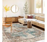 TuLdys Alfombras lavables antideslizantes para dormitorio, 4 x 6 pies/48 x 72 pulgadas, vintage, bohemia, suave, de pelo corto, lavable a máquina, para sala de estar, entrada interior, no se