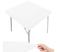 TULEBOLIAN 2pcs Mantel Mesa Rectangular, 85x85cm, con EláStico Ajustable, para Mesas Plegables De 2.78 Pies, para Exterior, JardíN, Camping, Blanco