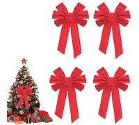 TULEBOLIAN 4 Lazos De Terciopelo Rojo De Navidad,Lazo para árbol de Navidad,25 x 45 CM,para Decoración de San Valentín Interiores y Exteriores,Decoración de Coronas Navideñas o Árbol