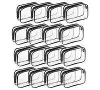TULIADU 16 bolsas de maquillaje transparentes a granel para viajes, bolsa transparente de PVC con cremallera, bolsa de maquillaje cosmética, bolsa organizadora de plástico impermeable para vacaciones
