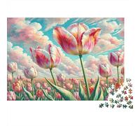 Tulip 1000Pc for The Whole Family Pink Tulips in Field for Women, Gifts for Men & Adults 38x26cm/1000pcs
