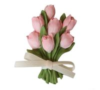 Tulip - Ambientador para coche, difusor de aroma para ventilación de aire, adorno de perfume de flores para decoración interior del coche, accesorio de salida de aire de plástico, rosa y verde