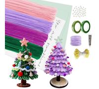 Tulip Bouquet Pipe Cleaner Set 400 Piezas Limpiapipas Manualidades 4 Colores Limpiador Pipas Alambre de Chenilla con Tallo Floral,Cinta Flores,Cinta Adhesiva,Papel de Embalaje,Parche Perlas,Pegamento