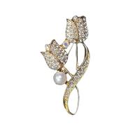 Tulip Full Rhinestone Flower Brooch, Pin chispeante diario de moda, Broche decorativo unisex