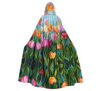 Tulip Garden - Capa de fiesta de Halloween para adultos, elegante diseño de calabaza, con capucha, disfraz de mago para cosplay, color negro