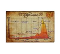 Tulip Mania Wall Art - Infographic Event Poster Canvas Print, Vintage Dutch Tulip Bubble Economic History Decor for Home Office(Framed,16X24inch(40X60cm))