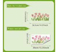 Tulip para static Cling Window Decal 39x29cm Pink Floral Tulip | para static cling technology, no , easy repositioning, fits glass mirrors tiles, 39x29cm size