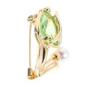 Tulip Scarf Pin Elegant Pins Ladies Pearl Embroidery Zircon Sparkly Broach Flower Brooch Zinc Alloy Green