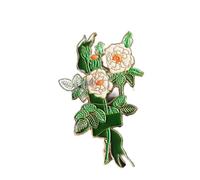 Tulip White Rose Bush Lily Valley Iris Oleander Sunflower Plants and Flowers Metal Badge Flower Jewelry Accessory, S, Acero aleado, No es una piedra preciosa