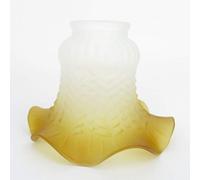 Tulipa de cristal blanco estilo antiguo con forma de cono, cristal esmerilado mate, estilo modernista, color amarillo y marrón
