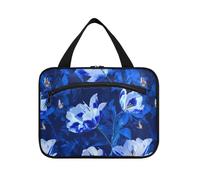 Tulipa Flowers - Neceser de viaje colgante para mujer con gancho, diseño esencial para artículos de tocador para crucero, viajes, bolsa de maquillaje M, Flores de tulipa azul rey, M