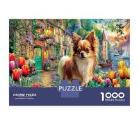 Tulipán Chihuahua 1000 Piezas Puzzle - Papel Reciclado & Mejora De La Concentración Vista del Perro Floral Vibrante - para Adultos 52x38cm/1000pcs Regalo De Cumpleaños