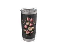 Tulipán Colibrí Botánico Floral Jardín Naturaleza Arte Vaso térmico de acero inoxidable de doble pared