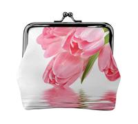 Tulipán con Efecto Agua, Flor Fresca y Encantadora de Color Rosa.,Monedero de Piel sintética, Carteras pequeñas, Monedero con Cierre de Broche