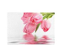 Tulipán con Efecto Agua, Flor Fresca y Encantadora de Color Rosa., Rompecabezas de 1000 Piezas, Rompecabezas de Madera para Toda la Familia, decoración de Pared para Adultos y Adolescentes.