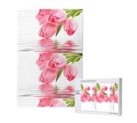 Tulipán con Efecto de Agua, Flor Fresca y Encantadora, Rosa, 1000 Piezas, Juego de Rompecabezas para Adultos, Rompecabezas desafiantes.