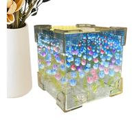 Tulipán Cubo Espejo De Flores bricolaje,Espejo Con Luz De Flores,Lampara De Espejo De Flores Infinito-Lámpara De Espejo De Cabecera,Decoración De Escritorio(se Requiere Ensamblaje)(Colorful 16Flowers)