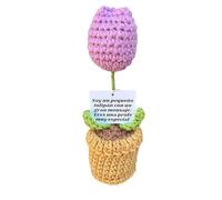 Tulipán de Ganchillo con Mensaje para Profesora, Maestra o Profe - Incluye Bolsita para Regalo - Detalle Original de Fin de Curso o Agradecimiento Escolar