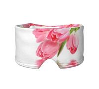 Tulipán Efecto Agua Flor Fresca Hermosa Rosa,Máscara para ojos con bloqueo de luz y protección ocular completa para dormir, orejeras y ojos.