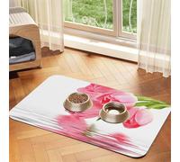 Tulipán Efecto Agua Flor Fresca Hermosa Rosa,Tapete para Comida de Mascotas, manteles Individuales de Cuero sintético para Gatos y Perros,30x45cm