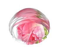 Tulipán Efecto Agua Fresca Hermosa Flor Rosa,Gorro de ducha, gorro de noche, gorro de baño elástico impermeable de doble capa, reutilizable para el cabello.