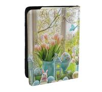 Tulipán - Funda de piel sintética para pasaporte, diseño de paisaje de bosque y cielo, funda organizadora para pasaporte, para hombres y mujeres, 6.5 pulgadas, Black, Talla única