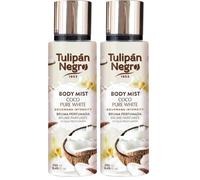 Tulipán Negro - Body Mist Coco Pure White, Bruma Corporal con Fragancia Tropical a Coco, Aroma Dulce y Refrescante para Uso Diario, 250 ml (Paquete de 2)