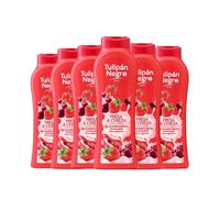 Tulipán Negro - Gel de Baño Fresa y Cereza, Nutritivo e Hidratante, Gel de Ducha con Aroma Frutal Vibrante, 650 ml (Pack 6 unidades)