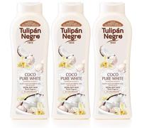 TULIPAN NEGRO, Gel de Baño y Ducha Coco Pure White 650ml (Pack de 3x650ml), Tulipán Negro de la Línea Gourmand Intensity, Máxima Hidratación y Suavidad para la Piel, Propiedades Humectantes, Fragancia