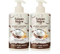 Tulipán Negro - Loción Corporal Coco Pure White con Dosificador, Hidratación Intensa para Todo Tipo de Pieles, Crema Corporal con Fragancia Tropical a Coco, 400 ml (Paquete de 2)