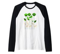 Tulipán Verde Sombras Gráfico Verde Camiseta Manga Raglan