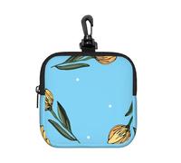 Tulipanes Amarillos Dibujados a Mano,Bolsa de Almacenamiento Cuadrada con Cremallera, Monedero de Neopreno, Carteras pequeñas, Monedero pequeño, Monedero