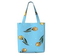 Tulipanes amarillos dibujados a mano,Bolsas de supermercado reutilizables, bolsas de compras, bolsas de lona de gran capacidad, bolso de hombro
