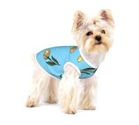 Tulipanes Amarillos Dibujados a Mano,Camiseta de algodón sin Mangas para Mascotas, Chaleco Transpirable, Suave y elástico para Cachorros,M