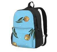 Tulipanes amarillos dibujados a mano,Mochila con bolsillos, mochila informal para el día a día, resistente al agua, ideal para la escuela, viajes